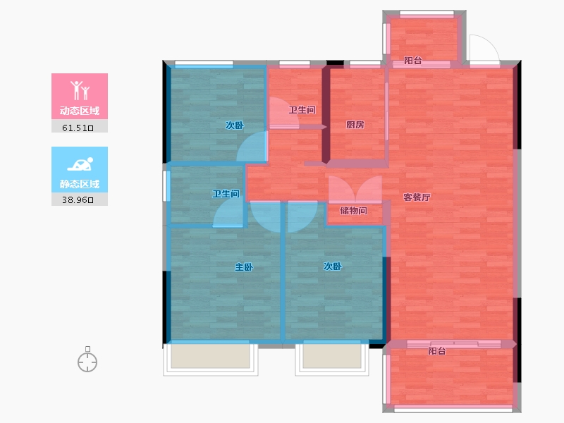 安徽省-芜湖市-高速御府-90.86-户型库-动静分区