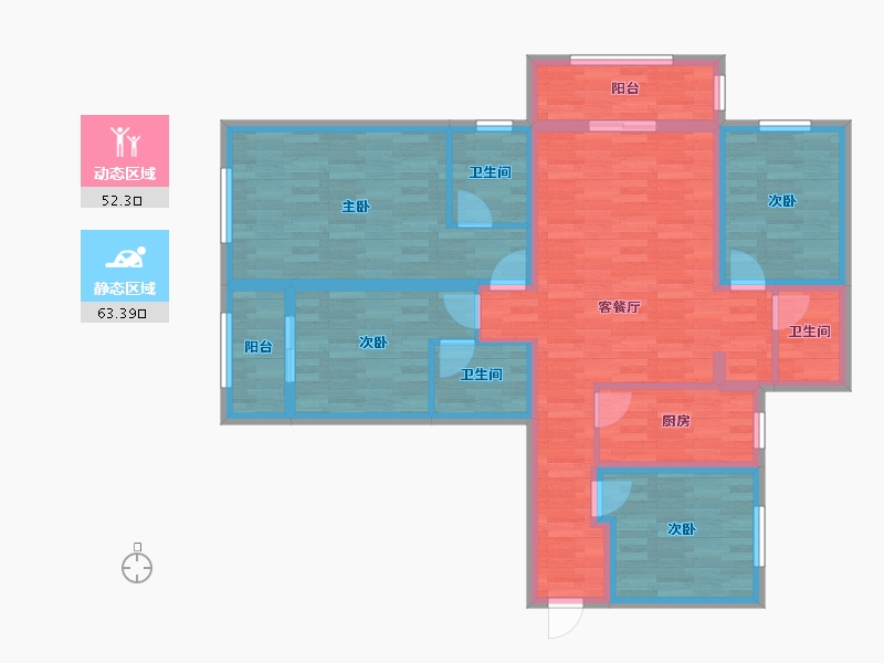 河南省-许昌市-鹿鸣湖一号二期-101.86-户型库-动静分区