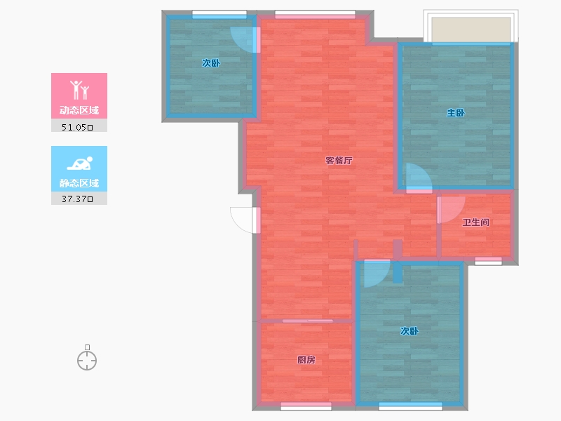 辽宁省-沈阳市-瑞家・坚果-79.06-户型库-动静分区