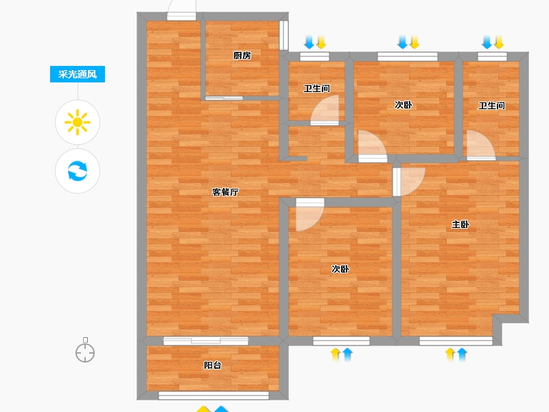 山东省-菏泽市-壹号公馆-81.06-户型库-采光通风