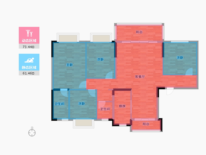 贵州省-遵义市-道真碧桂园-122.53-户型库-动静分区