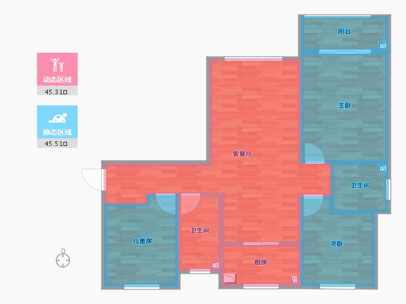 陕西省-西安市-绿地与湖-81.41-户型库-动静分区