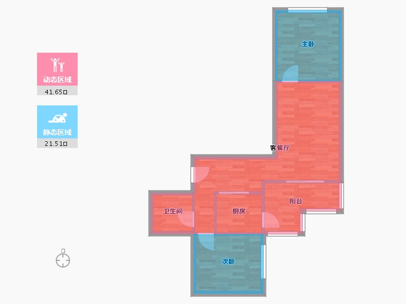 北京-北京市-华龙苑-56.43-户型库-动静分区