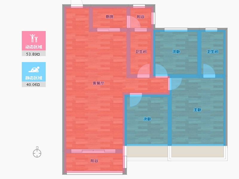 江苏省-扬州市-高邮碧桂园-82.90-户型库-动静分区