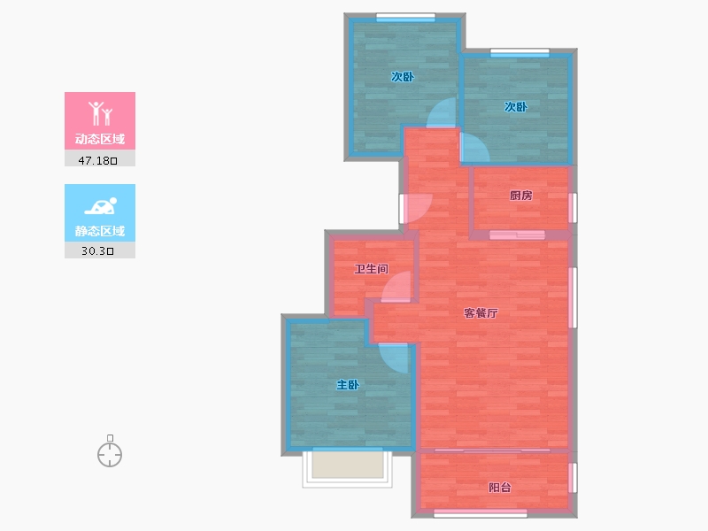 北京-北京市-京投发展·璟悦府-69.65-户型库-动静分区