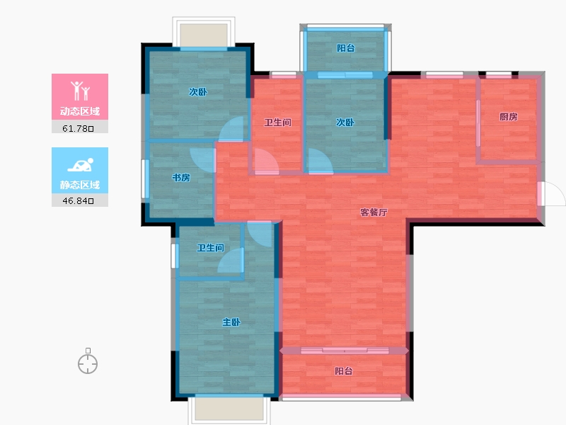 福建省-龙岩市-龙地锦园-97.69-户型库-动静分区