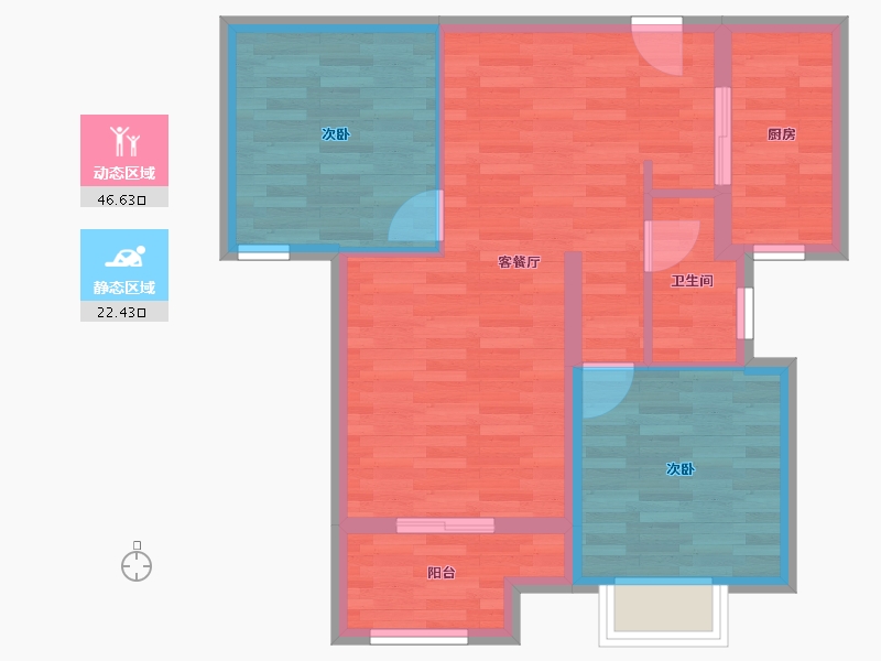 山东省-济南市-重汽翡翠雅郡-61.45-户型库-动静分区