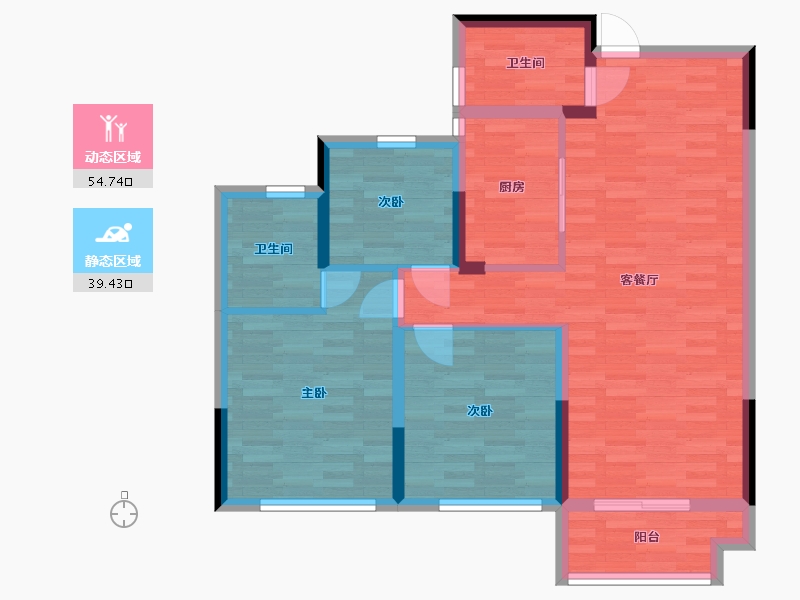 浙江省-绍兴市-学府新城-84.17-户型库-动静分区