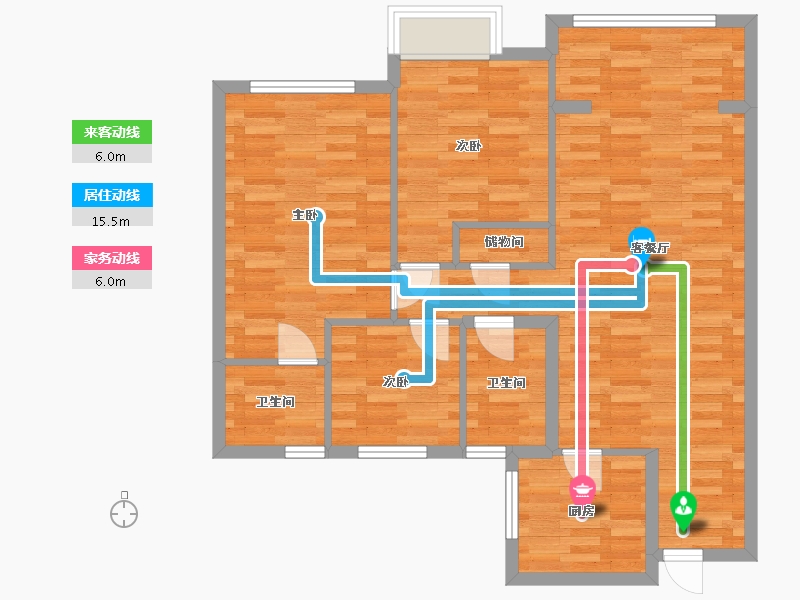 湖北省-宜昌市-北辰港湾-86.87-户型库-动静线