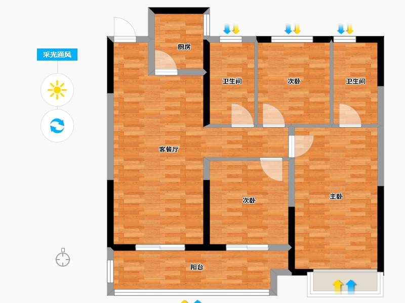 河南省-商丘市-蘭台府-95.00-户型库-采光通风