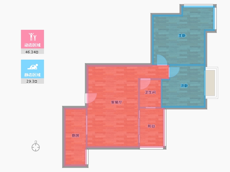 重庆-重庆市-阳光南滨-68.60-户型库-动静分区