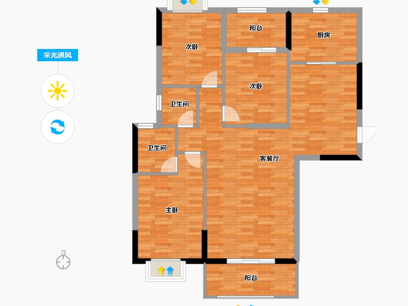 福建省-龙岩市-翰林春天-103.19-户型库-采光通风