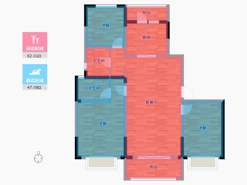 山东省-济宁市-泽丰・学府新城-96.00-户型库-动静分区