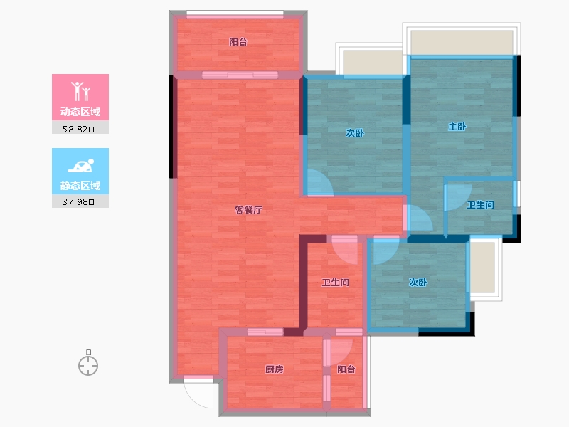 贵州省-铜仁市-棕颐国际城-84.68-户型库-动静分区