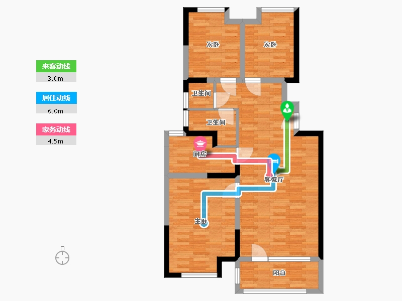 河北省-邢台市-红星街九璟台-80.91-户型库-动静线