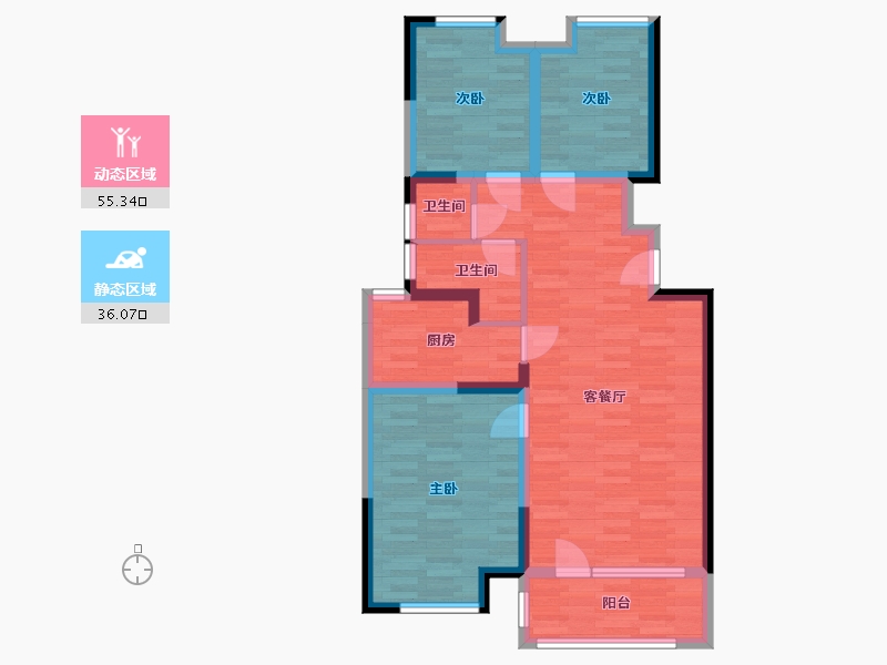 河北省-邢台市-红星街九璟台-80.91-户型库-动静分区