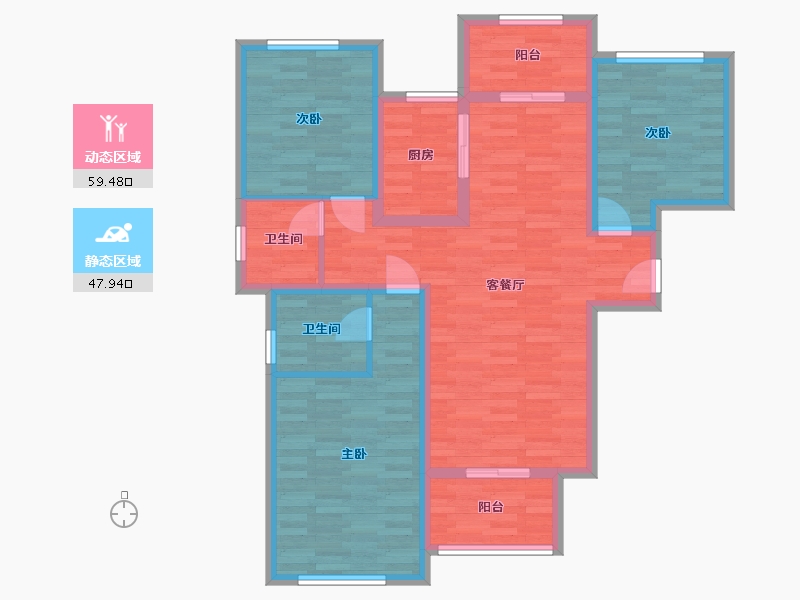 四川省-眉山市-保利仁里二期-95.48-户型库-动静分区