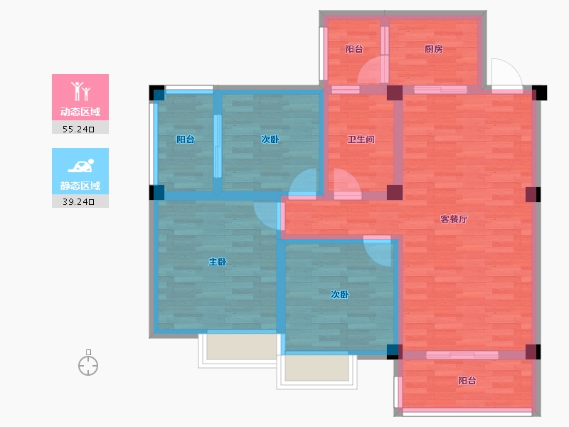 四川省-绵阳市-金叶香堤-83.05-户型库-动静分区