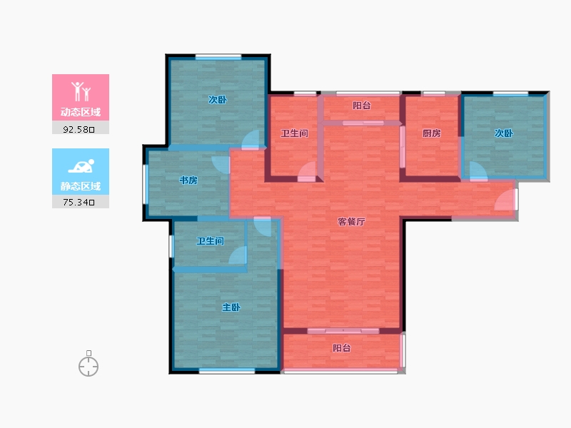 山东省-潍坊市-群邦银座新天地-150.96-户型库-动静分区