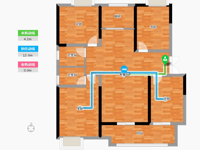 湖南省-益阳市-荣盛·碧桂园铂悦府-105.11-户型库-动静线