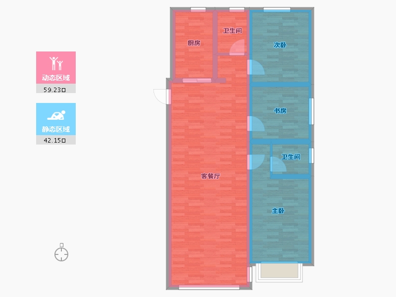 甘肃省-天水市-阳光和苑-90.37-户型库-动静分区