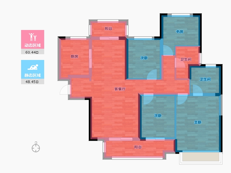 湖南省-长沙市-新城和樾-94.85-户型库-动静分区