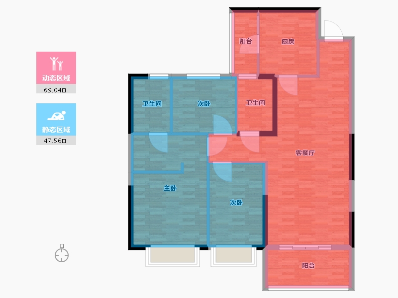 黑龙江省-哈尔滨市-恒大时代广场-105.01-户型库-动静分区