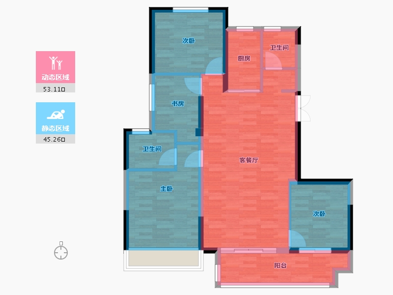 河南省-郑州市-锦艺四季城-88.66-户型库-动静分区