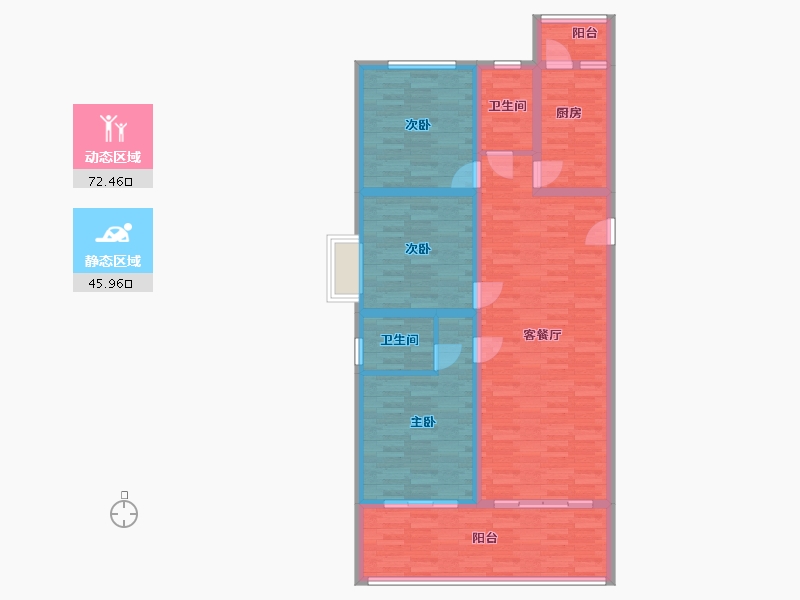 陕西省-咸阳市-祥力阳光时代-105.11-户型库-动静分区