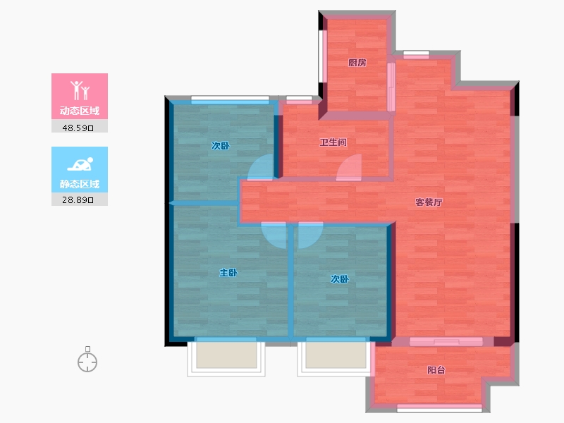 江苏省-南通市-万科翡翠公园-69.03-户型库-动静分区