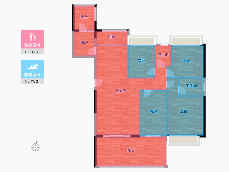 四川省-成都市-深业泰然玫瑰苑-126.69-户型库-动静分区