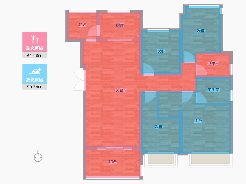 重庆-重庆市-龙湖景粼玖序-99.48-户型库-动静分区