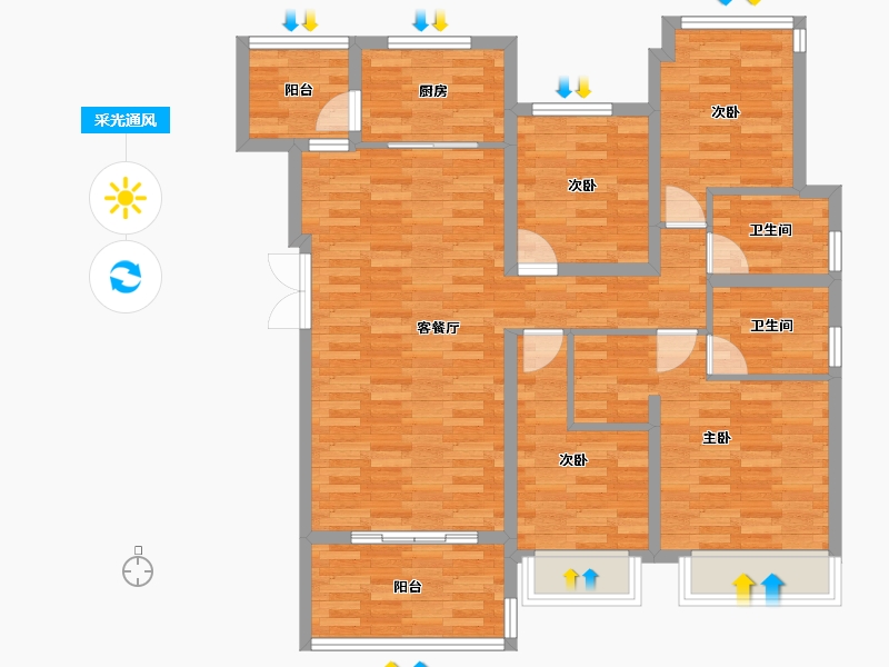 重庆-重庆市-龙湖景粼玖序-99.48-户型库-采光通风