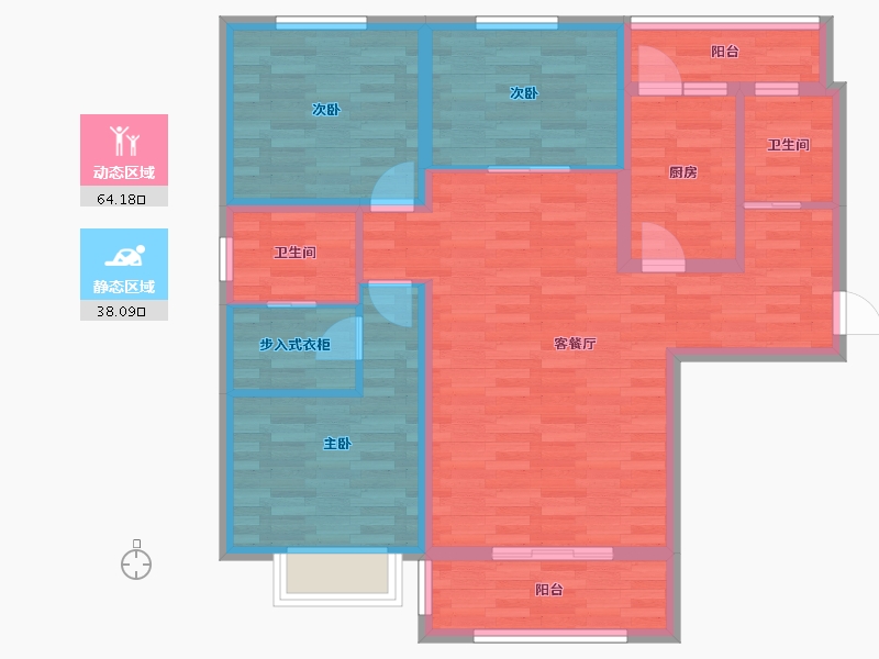 陕西省-西安市-汇悦城-90.76-户型库-动静分区