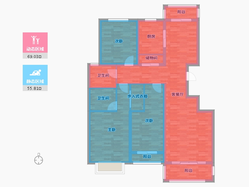 山西省-晋中市-古韵华庭-111.40-户型库-动静分区