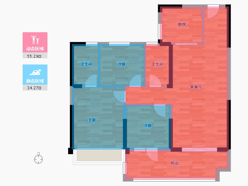 湖北省-黄冈市-碧桂园阳光城-80.00-户型库-动静分区