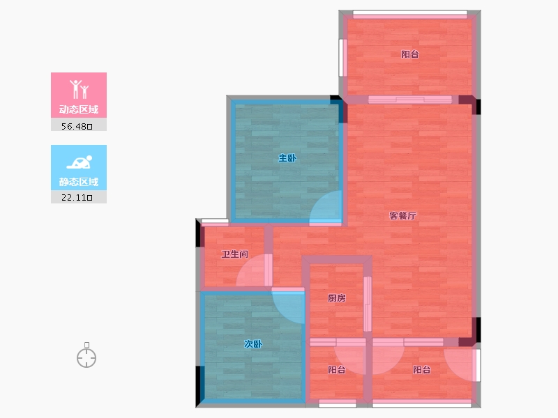 海南省-万宁市-永桥尚城-69.04-户型库-动静分区