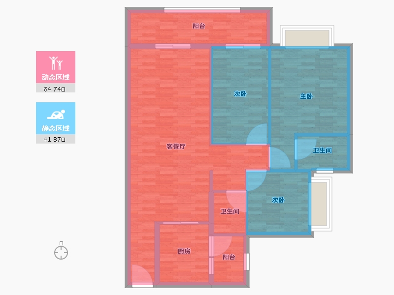 广东省-梅州市-南国花园-96.53-户型库-动静分区