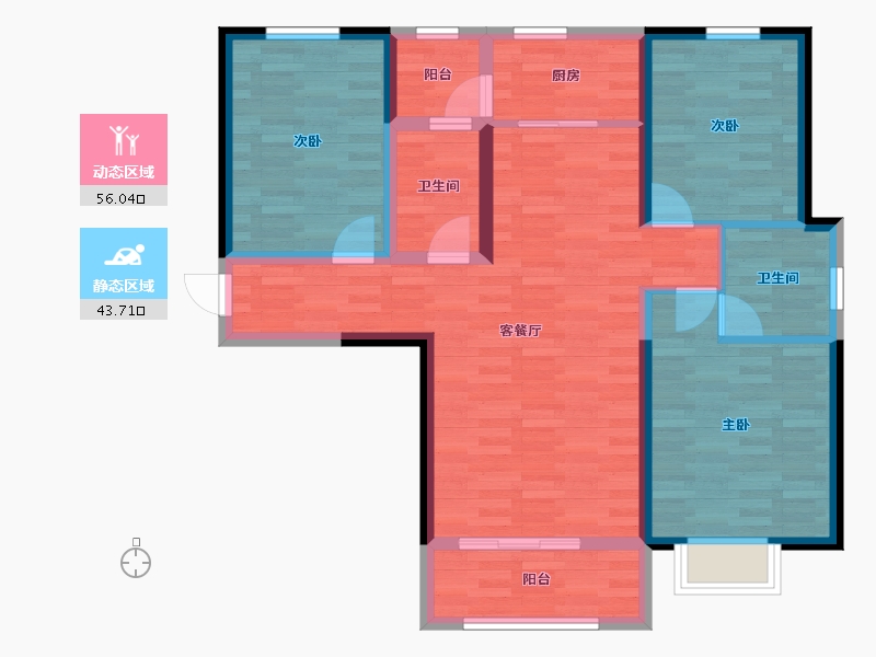 陕西省-咸阳市-世城滨江-88.51-户型库-动静分区