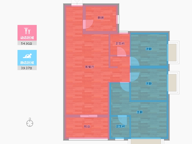 陕西省-渭南市-蒲城西丰文苑-84.33-户型库-动静分区