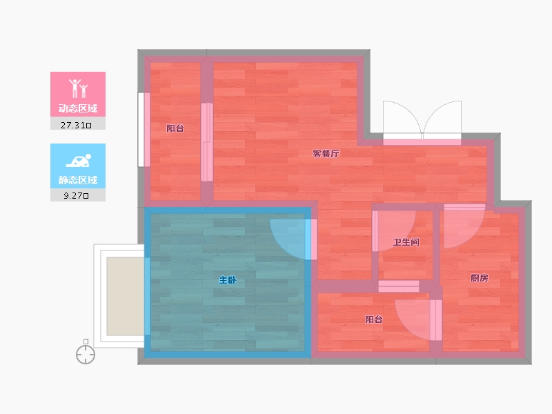 重庆-重庆市-裕安佳园-31.34-户型库-动静分区