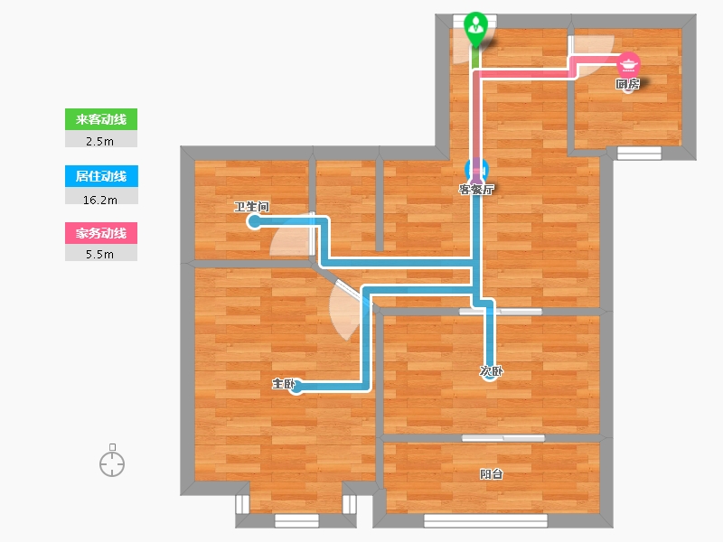 浙江省-杭州市-通和都市枫林-54.05-户型库-动静线