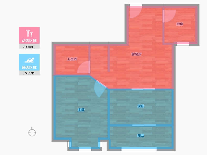 浙江省-杭州市-通和都市枫林-54.05-户型库-动静分区