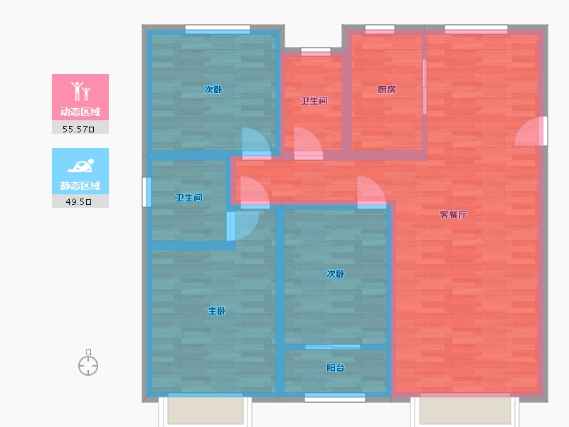 河北省-沧州市-书香华府-93.35-户型库-动静分区