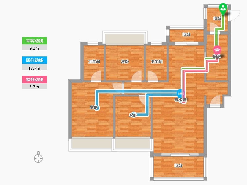 湖南省-衡阳市-和谐花园-88.45-户型库-动静线