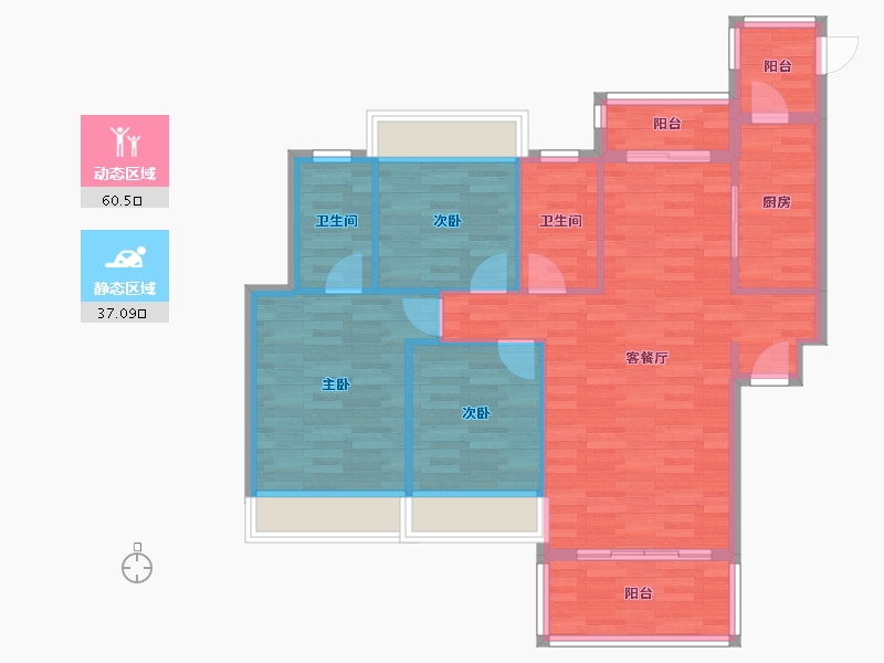 湖南省-衡阳市-和谐花园-88.45-户型库-动静分区