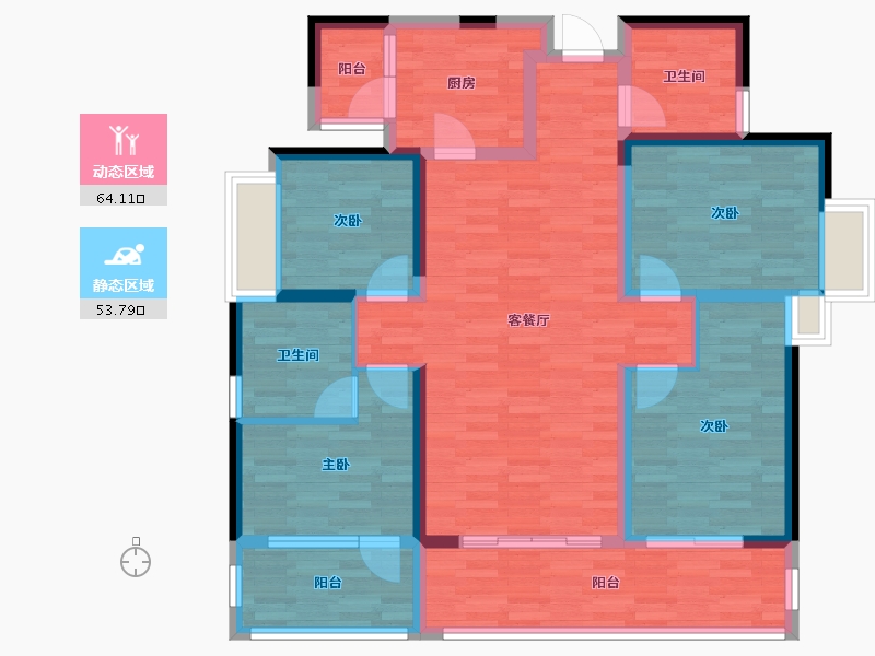 四川省-成都市-中南融创玖华台邸-104.12-户型库-动静分区