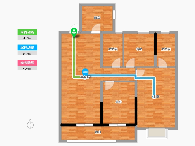 浙江省-金华市-都市外滩-105.00-户型库-动静线