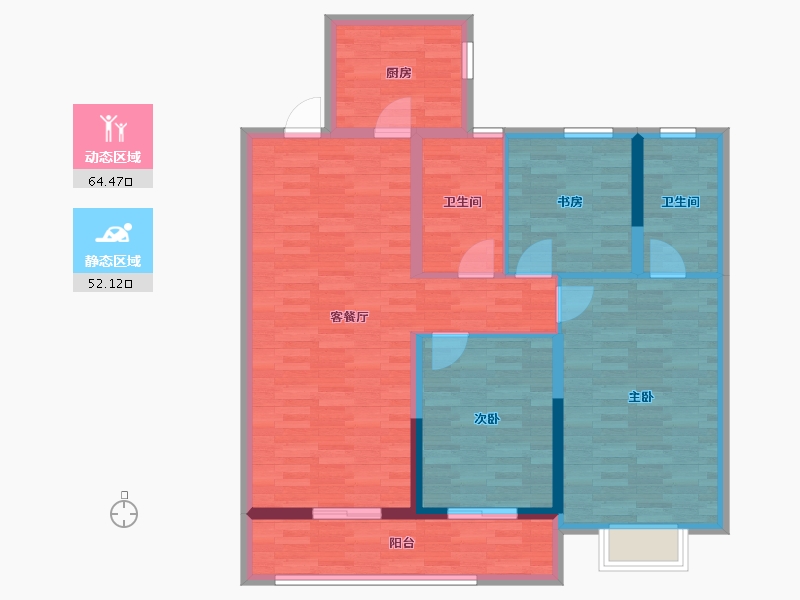 浙江省-金华市-都市外滩-105.00-户型库-动静分区