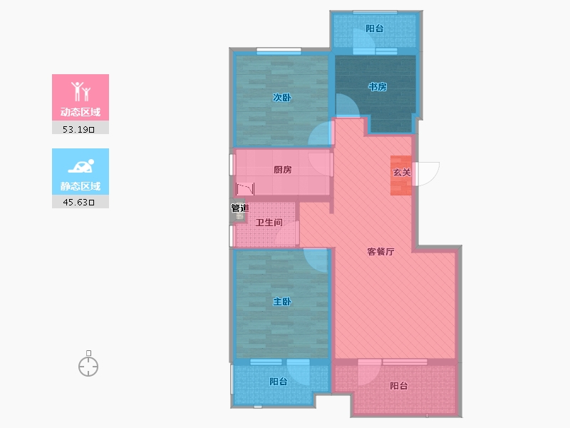 北京-北京市-万科朗润园-87.21-户型库-动静分区